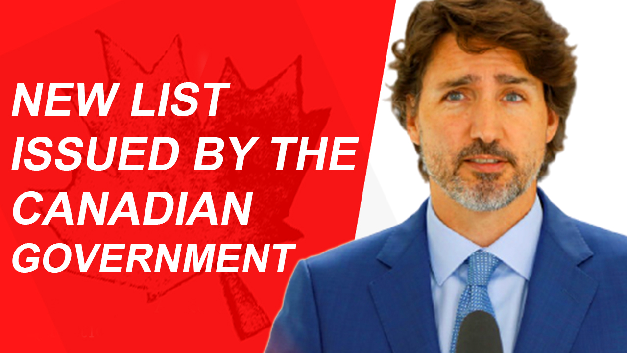 NEW LIST PUBLISHED BY CANADIAN GOVERNMENT